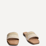 Mariel Natural Embellished Flat Sandals