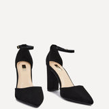 Marlie Black Faux Suede Court Heels