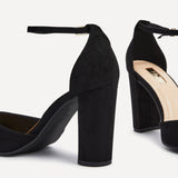 Marlie Black Faux Suede Court Heels