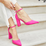 Marlie Pink Faux Suede Court Heels