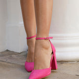 Marlie Pink Faux Suede Court Heels