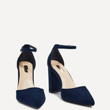 Marlie Navy Faux Suede Court Heels