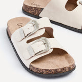 Marlow Beige Western Buckle Sandals