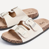 Marlow Beige Western Buckle Sandals