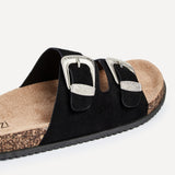 Marlow Black Western Buckle Sandals