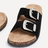 Marlow Black Western Buckle Sandals