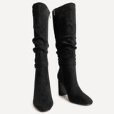 Marriot Black Ruched High Leg Boots
