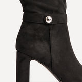 Marriot Black Ruched High Leg Boots