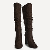 Marriot Brown Ruched High Leg Boots