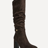Marriot Brown Ruched High Leg Boots