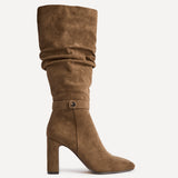 Marriot Tan Ruched High Leg Boots