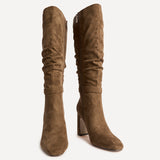Marriot Tan Ruched High Leg Boots