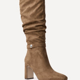 Marriot Tan Ruched High Leg Boots