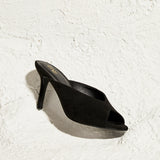 Marseille Black Peep Toe Mule Heels