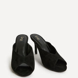 Marseille Black Peep Toe Mule Heels