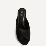 Marseille Black Peep Toe Mule Heels
