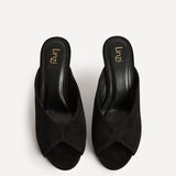 Marseille Black Peep Toe Mule Heels