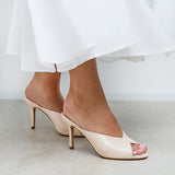 Marseille Ivory Peep Toe Mule Heels