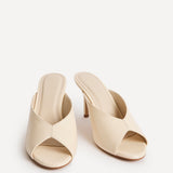Marseille Ivory Peep Toe Mule Heels
