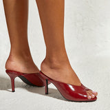Marseille Red Peep Toe Mule Heels