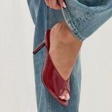 Marseille Red Peep Toe Mule Heels