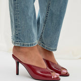 Marseille Red Peep Toe Mule Heels