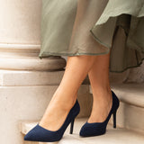 Martina Wide Fit Navy Court Heels