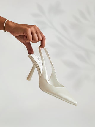 Matched Bridal Ivory Satin Court Heels