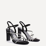 Matilda Black Diamante Block Heels