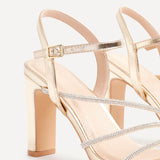 Matilda Gold Diamante Block Heels