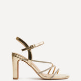 Matilda Gold Diamante Block Heels