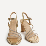 Matilda Gold Diamante Block Heels