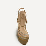 Matilda Gold Diamante Block Heels