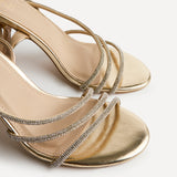 Matilda Gold Diamante Block Heels