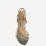 Matilda Silver Diamante Block Heels