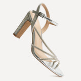 Matilda Silver Diamante Block Heels