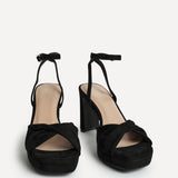 Mavie Black Platform Heeled Sandals