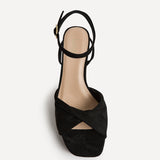Mavie Black Platform Heeled Sandals