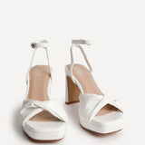 Mavie White Platform Heeled Sandals