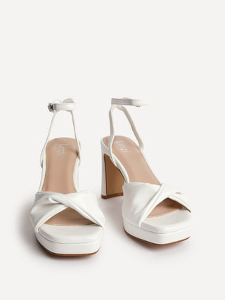 Mavie White Platform Heeled Sandals