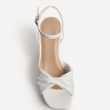 Mavie White Platform Heeled Sandals