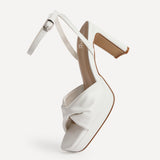 Mavie White Platform Heeled Sandals