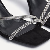 Mayfair Black Diamante Heeled Sandals
