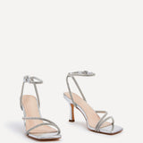 Mayfair Silver Diamante Heeled Sandals