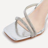 Mayfair Silver Diamante Heeled Sandals