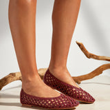 Melina Red Handwoven Ballet Flats