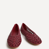 Melina Red Handwoven Ballet Flats