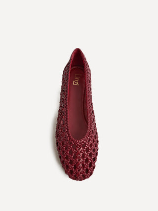 Melina Red Handwoven Ballet Flats