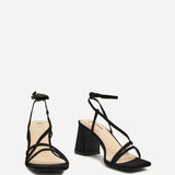 Memphis Black Strappy Heeled Sandals