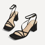 Memphis Black Strappy Heeled Sandals